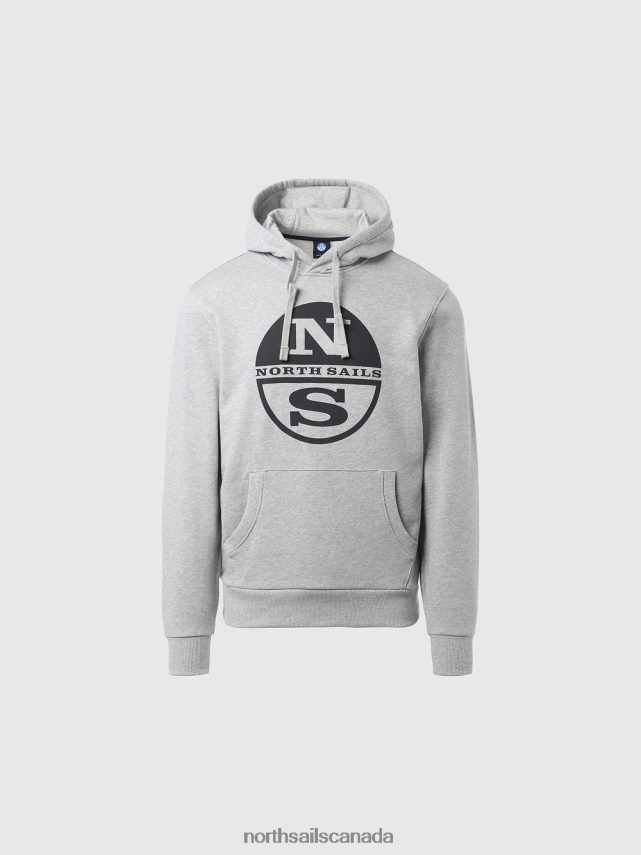 Men North Sails Grey melange MAXI LOGO HOODIE Clothing 0028HP301