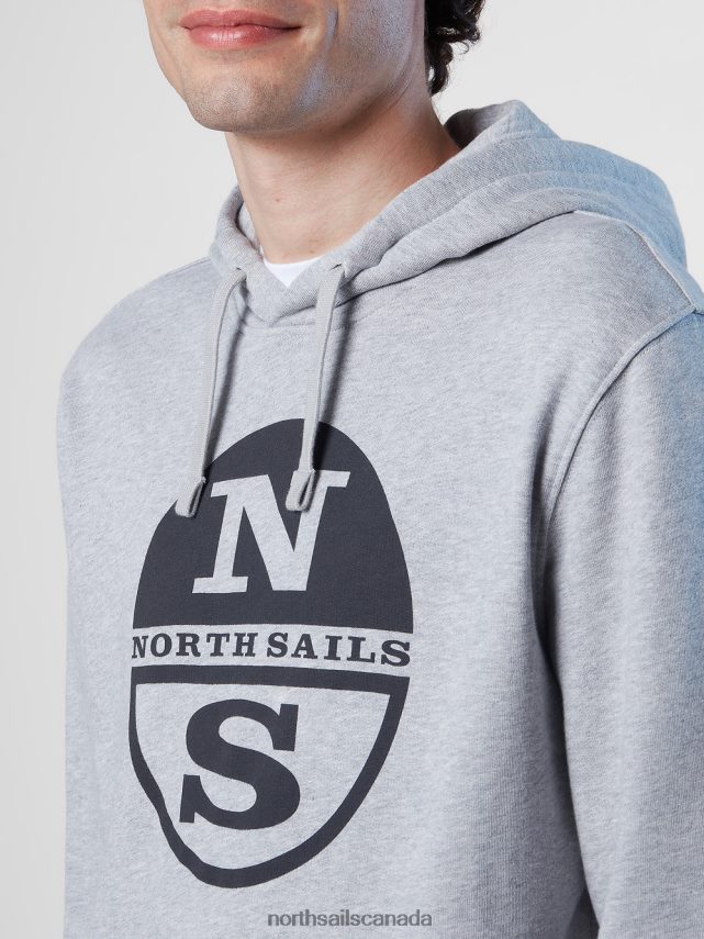 Men North Sails Grey melange MAXI LOGO HOODIE Clothing 0028HP301