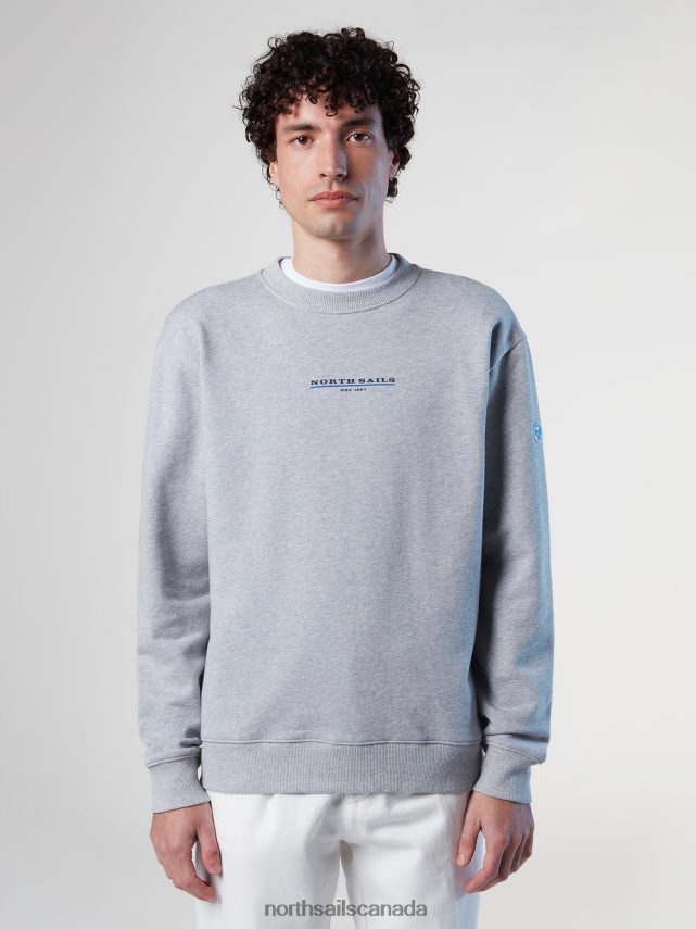 Men North Sails Grey melange SWEATSHIRT WITH CHEST PRINT Clothing 0028HP294