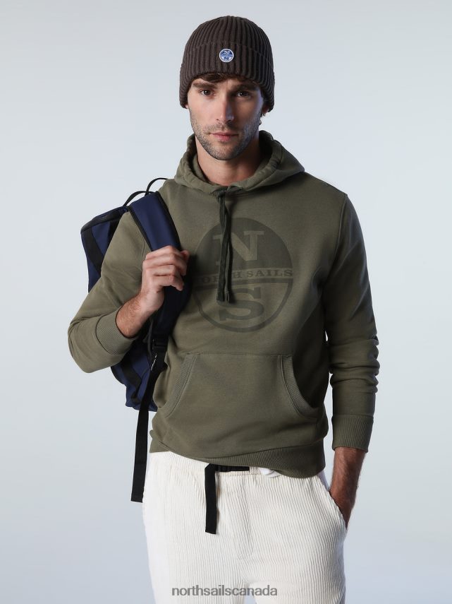 Men North Sails Ivy green LOGO HOODIE Clothing 0028HP785