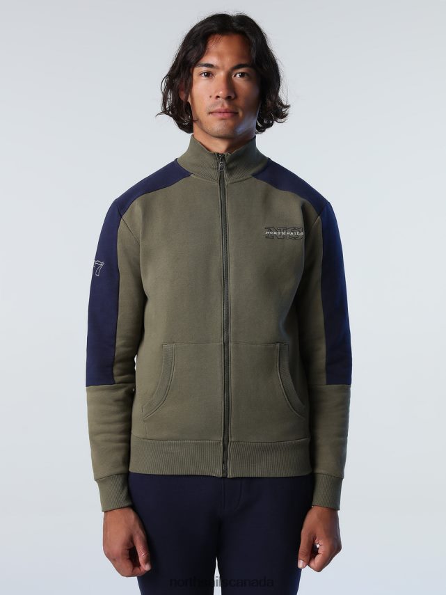 Men North Sails Ivy green SWEATSHIRT WITH CONTRAST BANDS Clothing 0028HP782