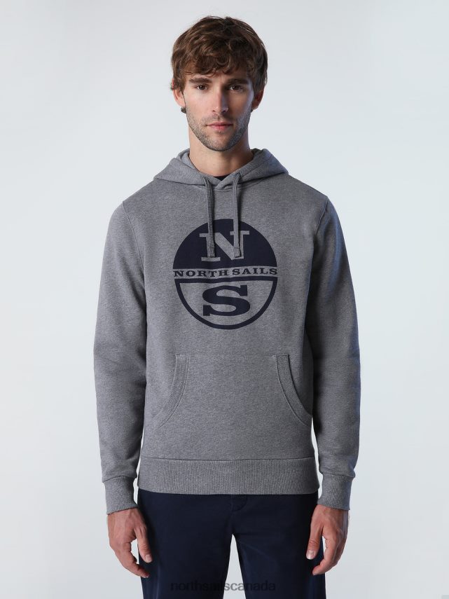 Men North Sails Medium grey melange LOGO HOODIE Clothing 0028HP788