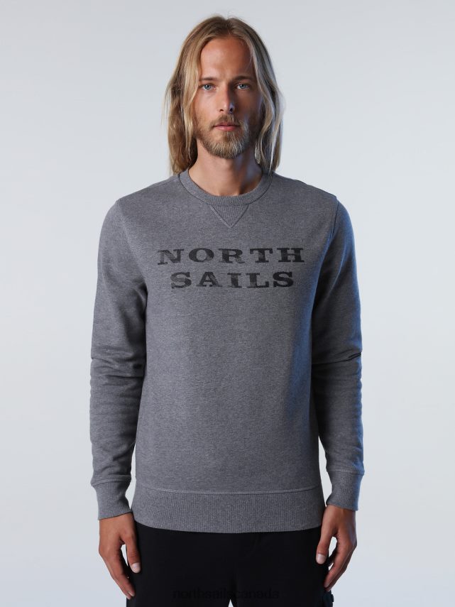 Men North Sails Medium grey melange SWEATSHIRT WITH LETTERING Clothing 0028HP933