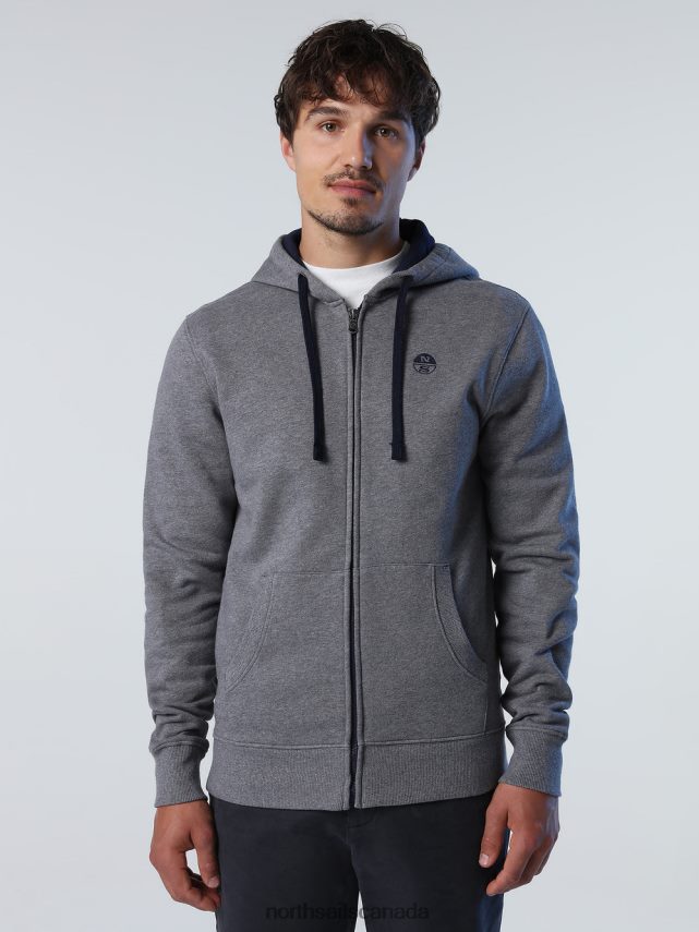 Men North Sails Medium grey melange ZIP SWEATSHIRT Clothing 0028HP824