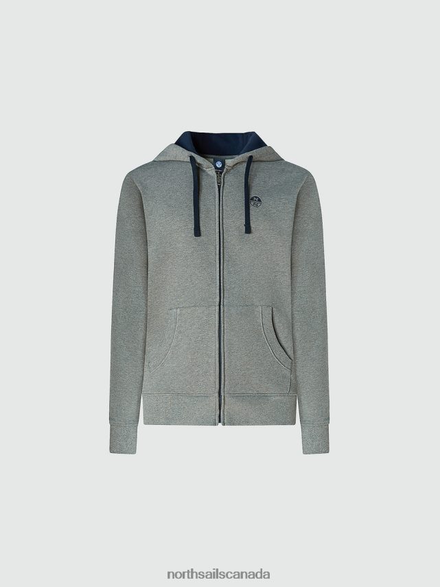 Men North Sails Medium grey melange ZIP SWEATSHIRT Clothing 0028HP824