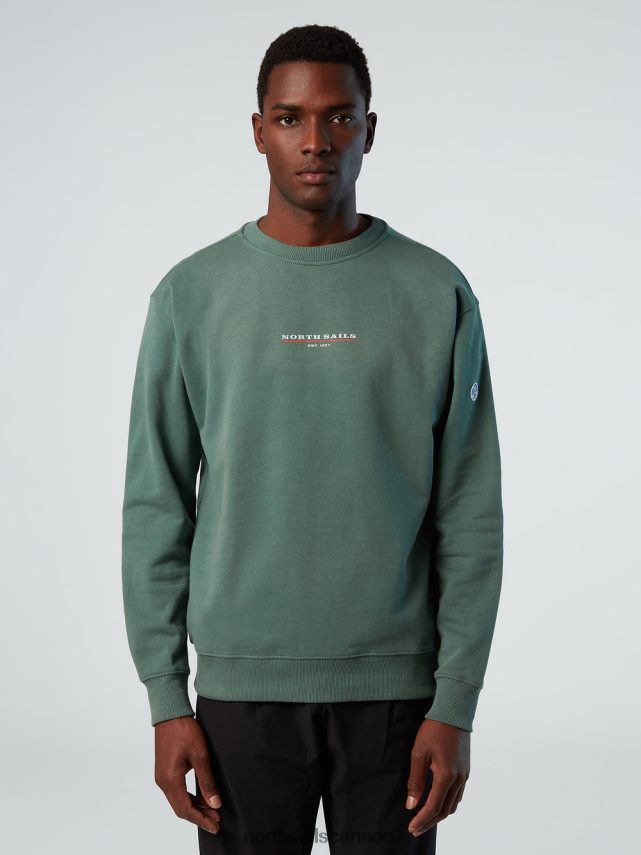 Men North Sails Military green SWEATSHIRT WITH CHEST PRINT Clothing 0028HP293