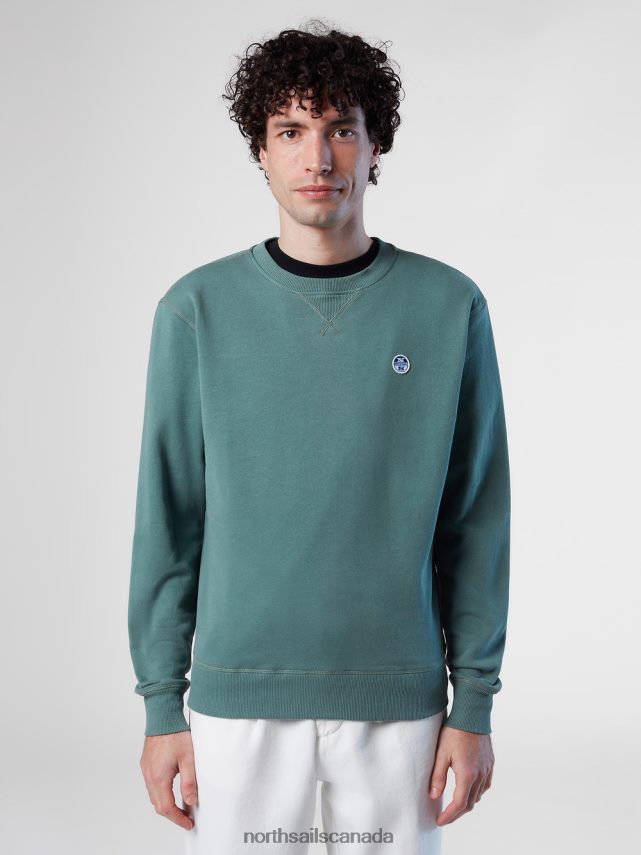 Men North Sails Military green SWEATSHIRT WITH LOGO PATCH Clothing 0028HP286
