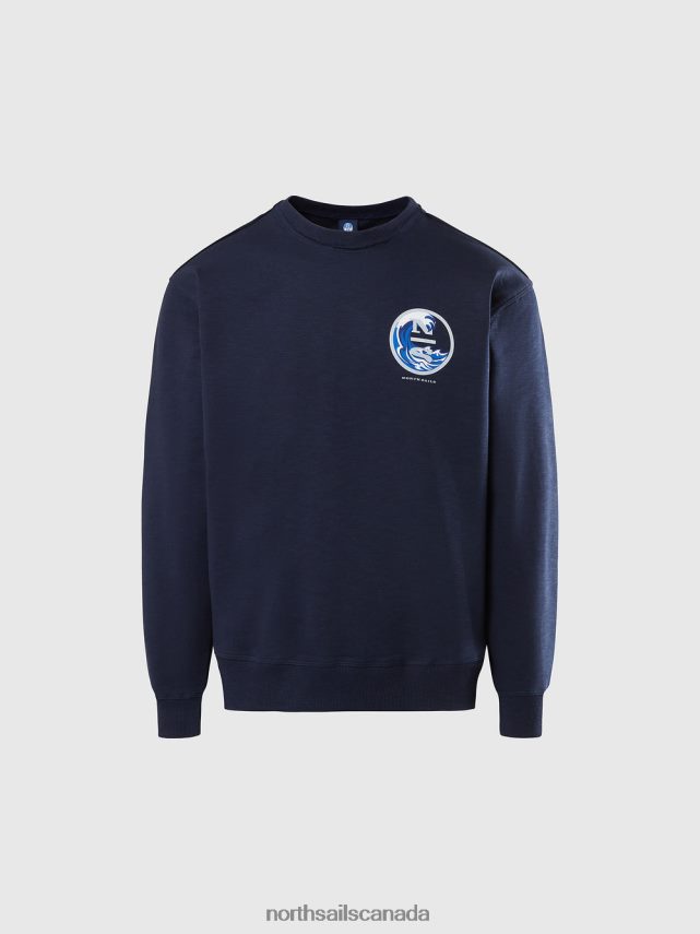 Men North Sails Navy blue GRAPHIC PRINT SWEATSHIRT Clothing 0028HP267