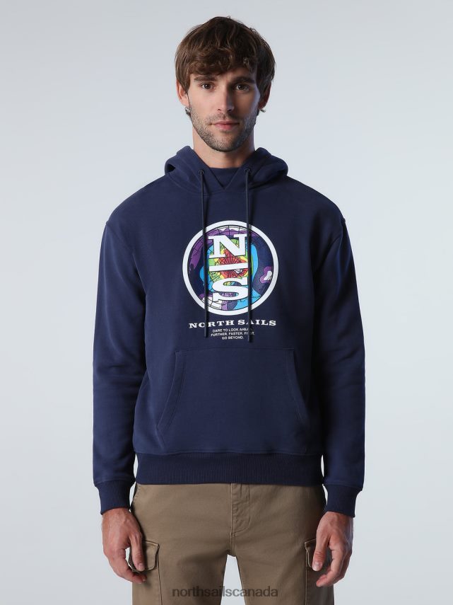 Men North Sails Navy blue PRINTED HOODIE Clothing 0028HP1015