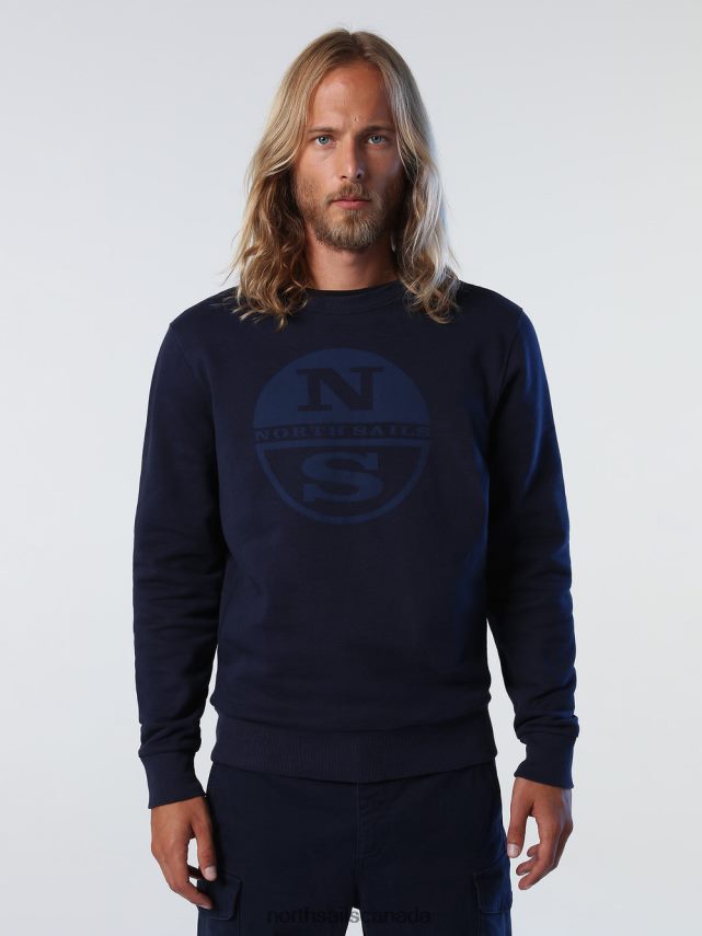 Men North Sails Navy blue SWEATSHIRT WITH MAXI LOGO Clothing 0028HP950