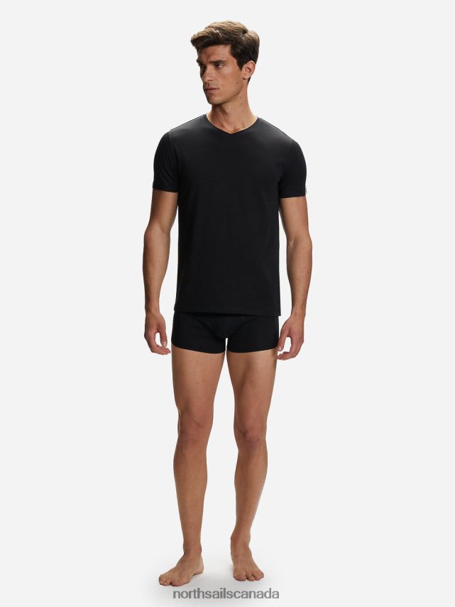 Men North Sails Black COTTON V-NECK T-SHIRT Clothing 0028HP504