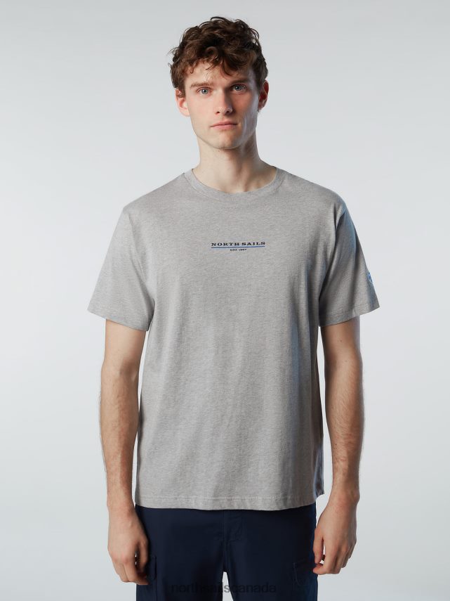 Men North Sails Grey melange T-SHIRT WITH CHEST PRINT Clothing 0028HP156