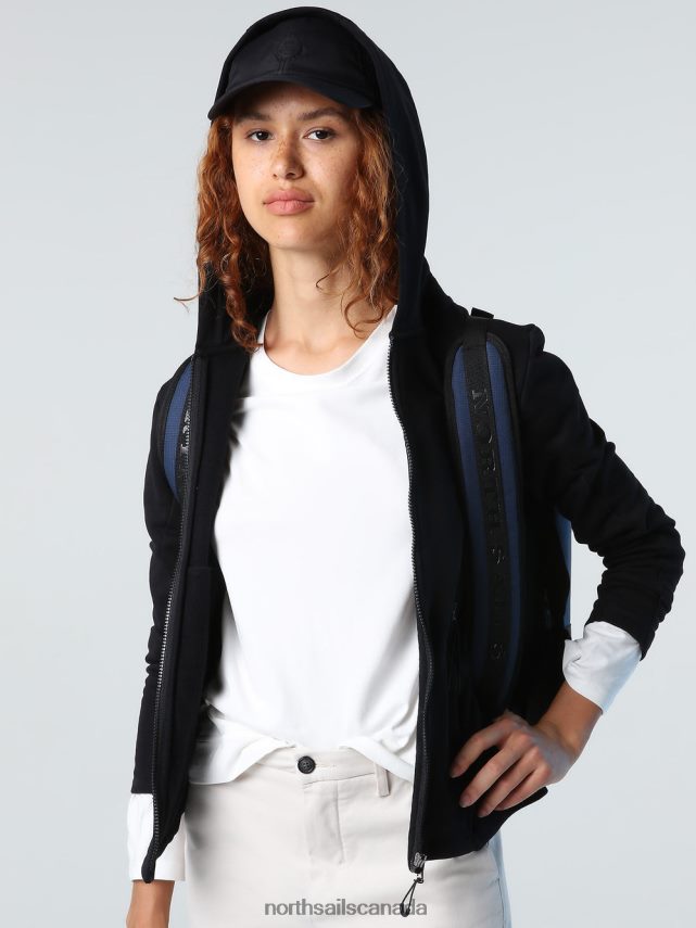 Women North Sails Black HOODED SWEATSHIRT Clothing 0028HP1357