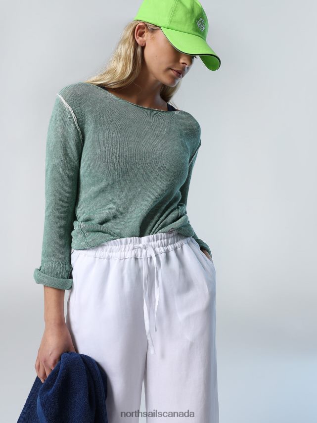 Women North Sails White LINEN AND TENCEL TROUSERS Clothing 0028HP608