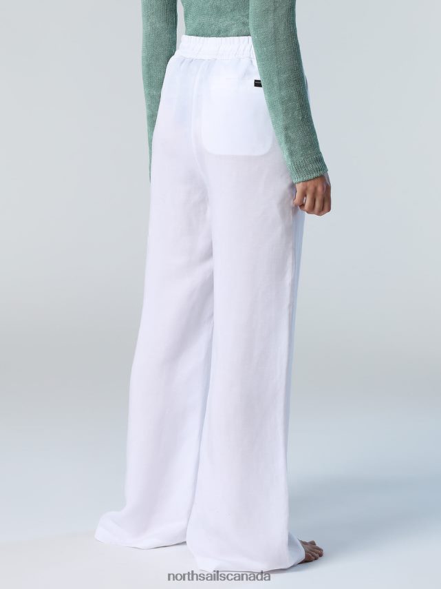 Women North Sails White LINEN AND TENCEL TROUSERS Clothing 0028HP608